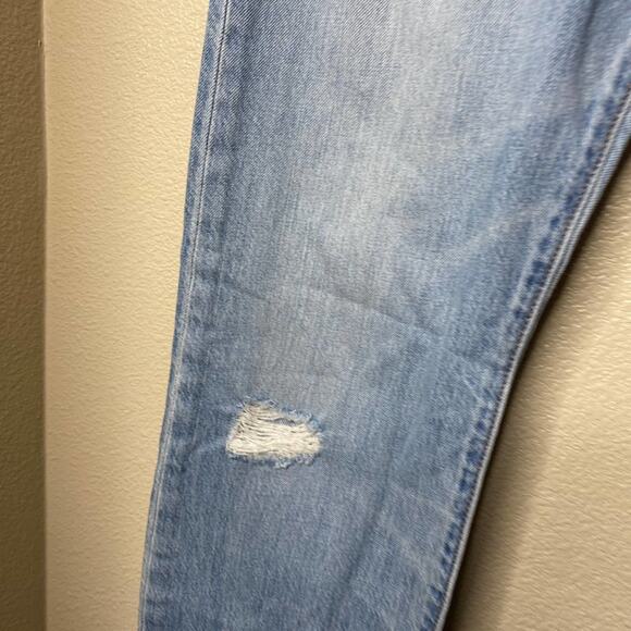 Levi's 501 Jeans Patch Knee Button Fly Distressed Hi-Rise Light Wash Denim Sz 24 - Picture 8 of 14